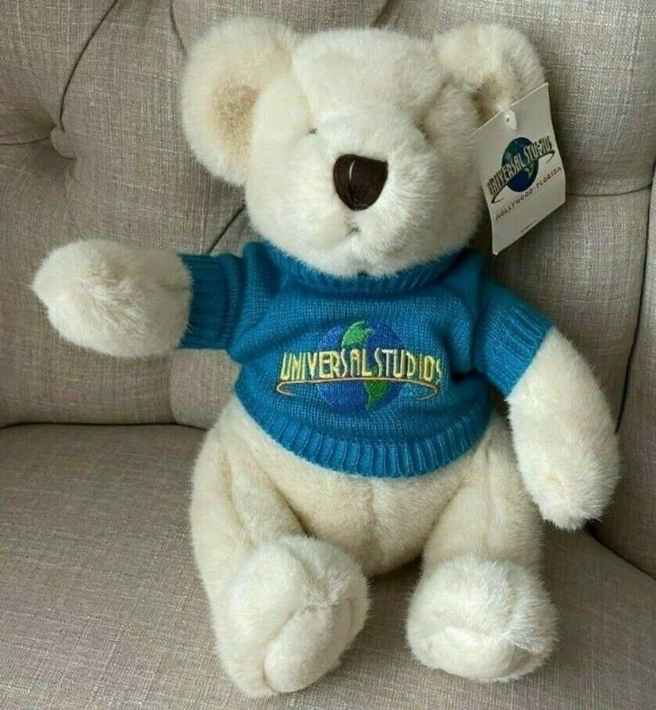 2000 Universal Studios Plush Teddy Bear Blue Sweater 13 in w/ TAGS